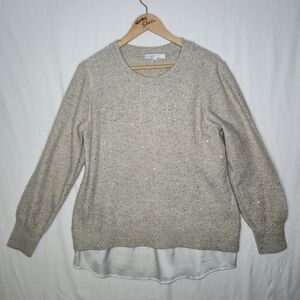 Cleo Ladies Cream Sparkle Sweater Shirt Size Large